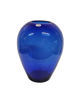 Wanda Vase Blown Glass Art Cobalt Blue Made in Poland Large Vase 12' T